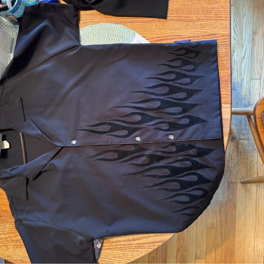 Black Shirt with Flame Design